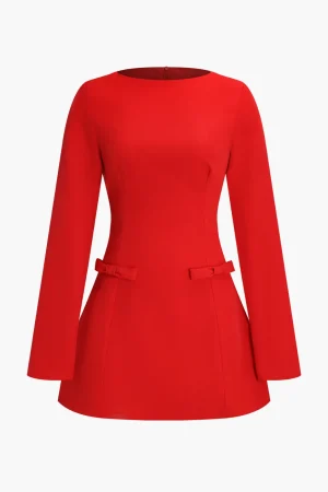 Bow Long Sleeve Mini Dress>MICAS Online