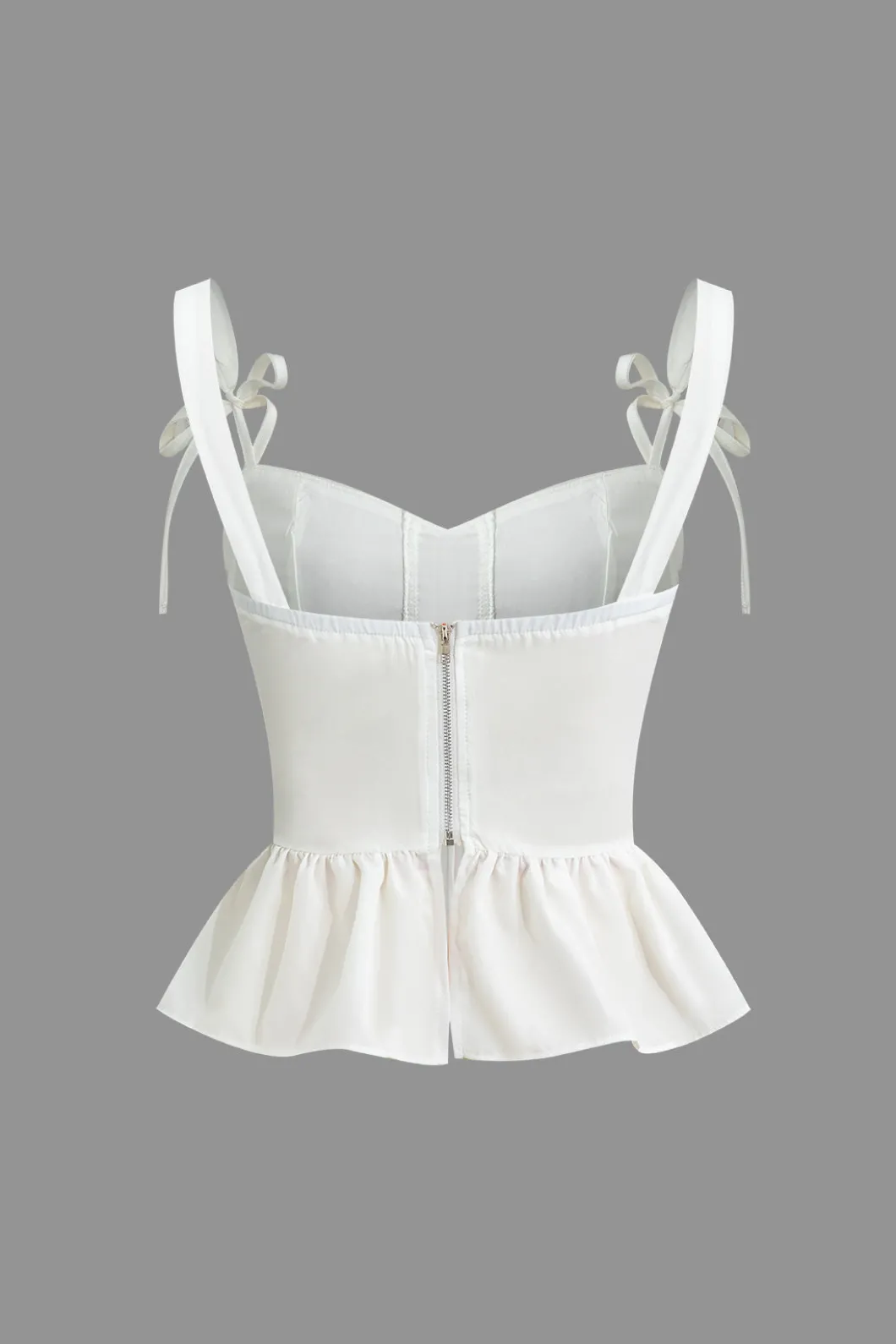 Bow-Tie Straps Peplum Corset Top>MICAS Outlet