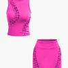 Braided Cut Out Round Neck Tank Top And Skirt Set>MICAS Sale