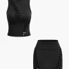 Braided Cut Out Round Neck Tank Top And Skirt Set>MICAS Sale