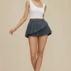Buckle Layer Pleated Mini Skirt>MICAS Discount