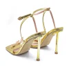 Butterfly Metallic Cut Out Open Toe High Heels>MICAS New