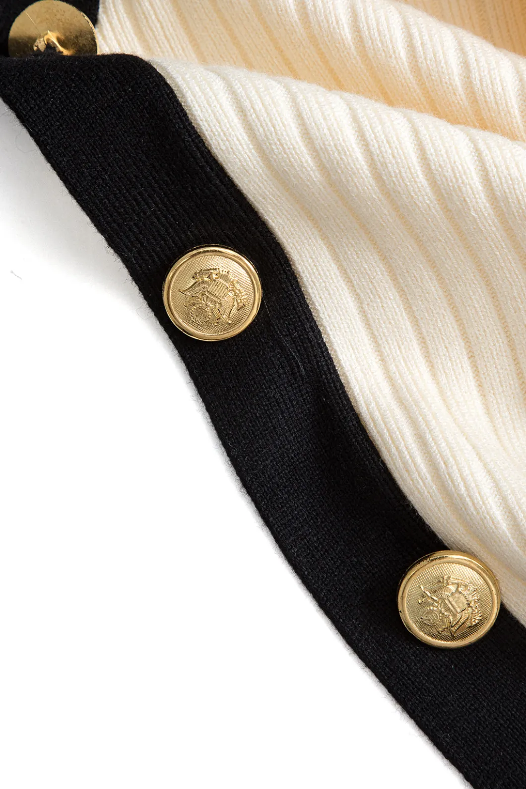 Button Color Block Sweater Long-Sleeve Top>MICAS Sale