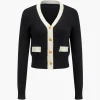 Button Color Block Sweater Long-Sleeve Top>MICAS Sale