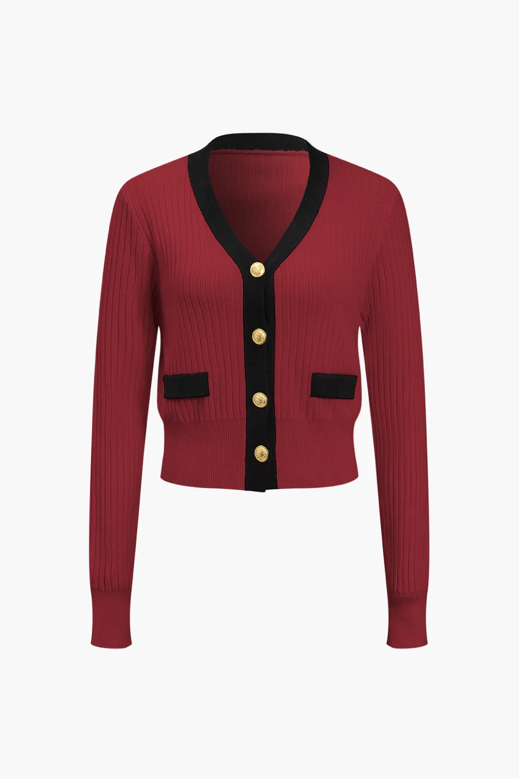 Button Color Block Sweater Long-Sleeve Top>MICAS Sale