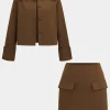 Button Detail Fake Pocket Skirt Set>MICAS Online