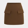 Button Detail Fake Pocket Skirt Set>MICAS Online