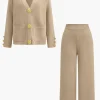 Button Detail Knit Cardigan And Wide-Leg Pants Set>MICAS Online