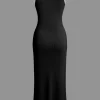 Button Front Sleeveless Ribbed Knit Maxi Dress>MICAS Outlet