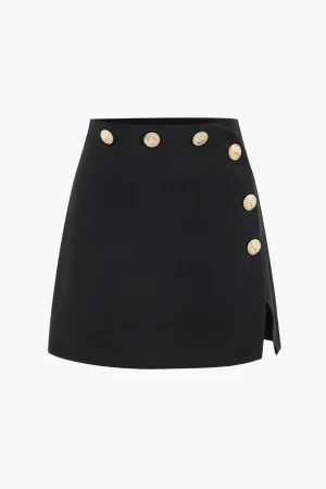 Button High Waist Skirt>MICAS Sale