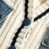 Button Patchwork Pocket Sweater Cardigan>MICAS Fashion