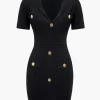 Button Pocket V-Neck Midi Dress>MICAS Best