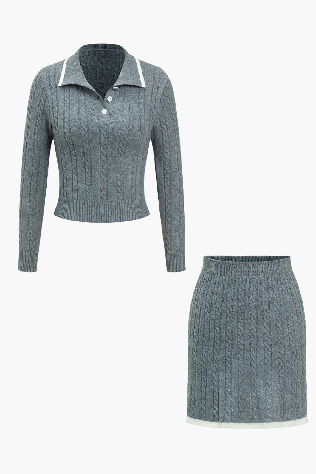 Cable Knit Color Block Skirt Set>MICAS Discount