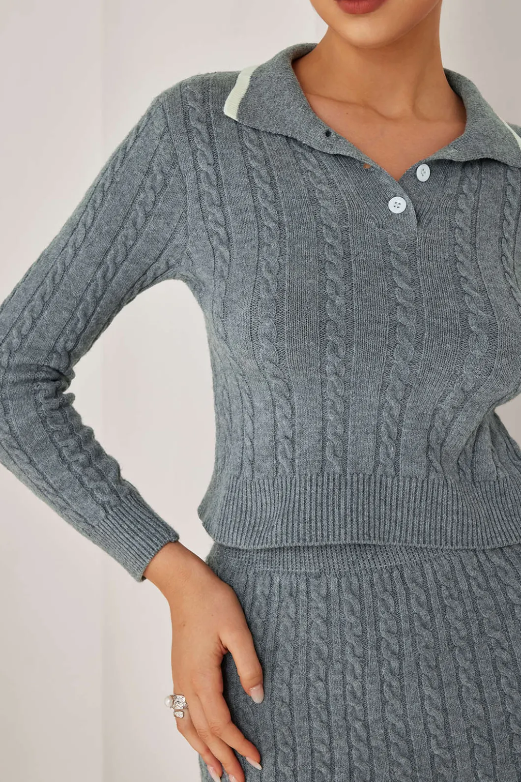 Cable Knit Color Block Skirt Set>MICAS Discount