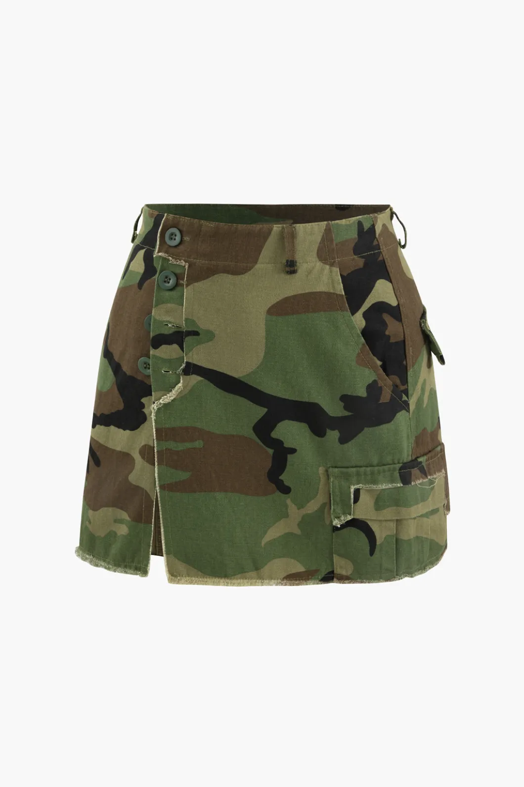 Camo Frayed Hem Cargo Skirt>MICAS Best