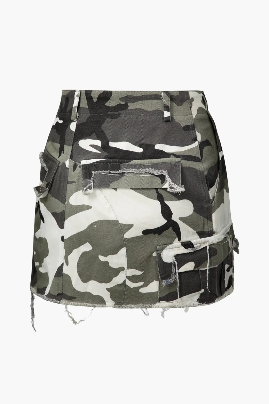 Camo Frayed Hem Cargo Skirt>MICAS Best