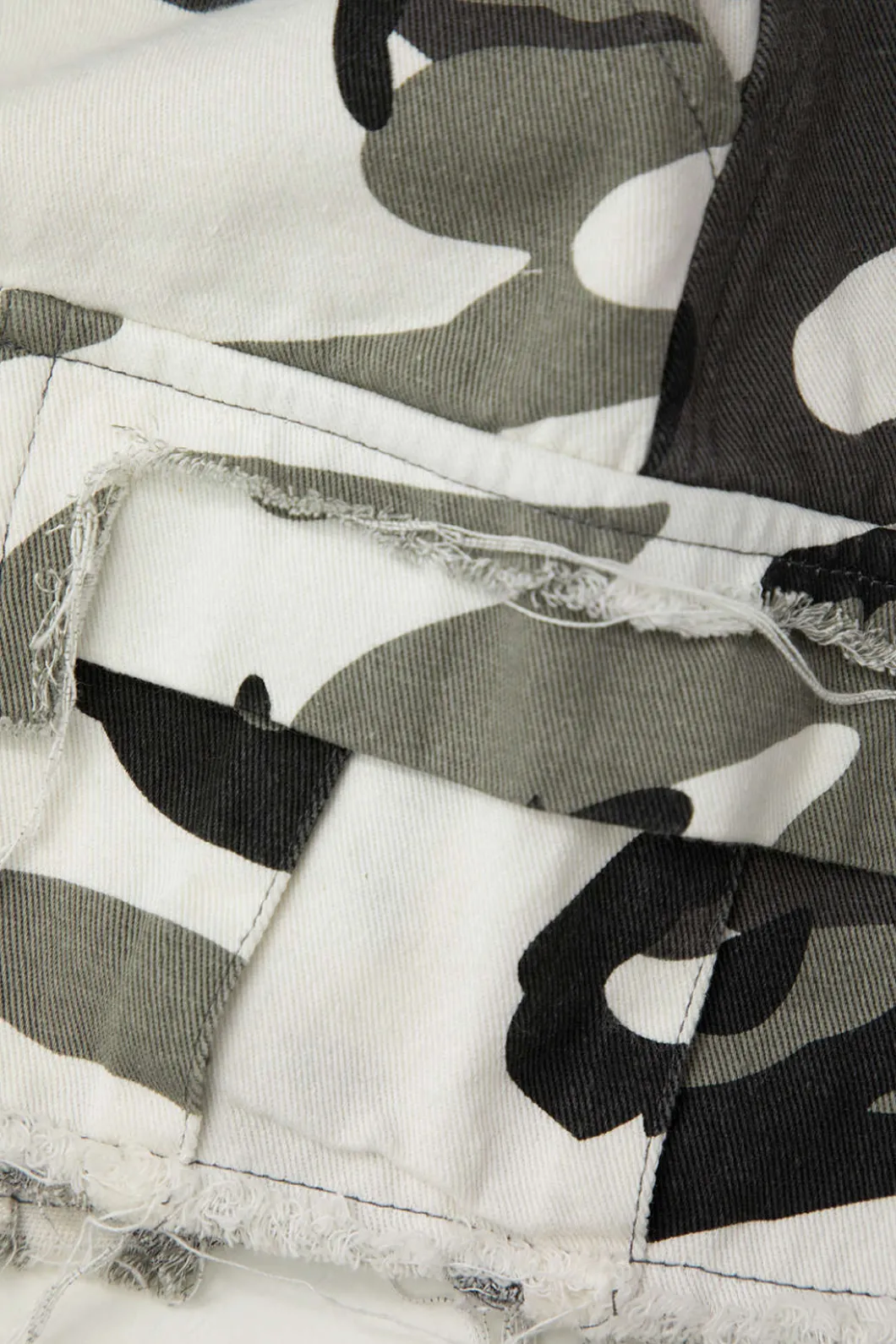 Camo Frayed Hem Cargo Skirt>MICAS Best