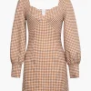 Check Print Bust Long Sleeve Mini Dress>MICAS Outlet