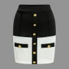 Color Block Button Pocket Skirt Set>MICAS Hot