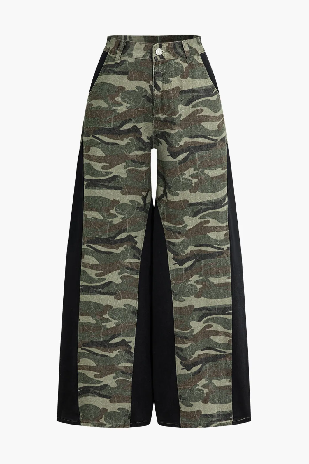 Color Block Camo Print Patchwork Trousers>MICAS Best