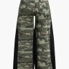 Color Block Camo Print Patchwork Trousers>MICAS Best