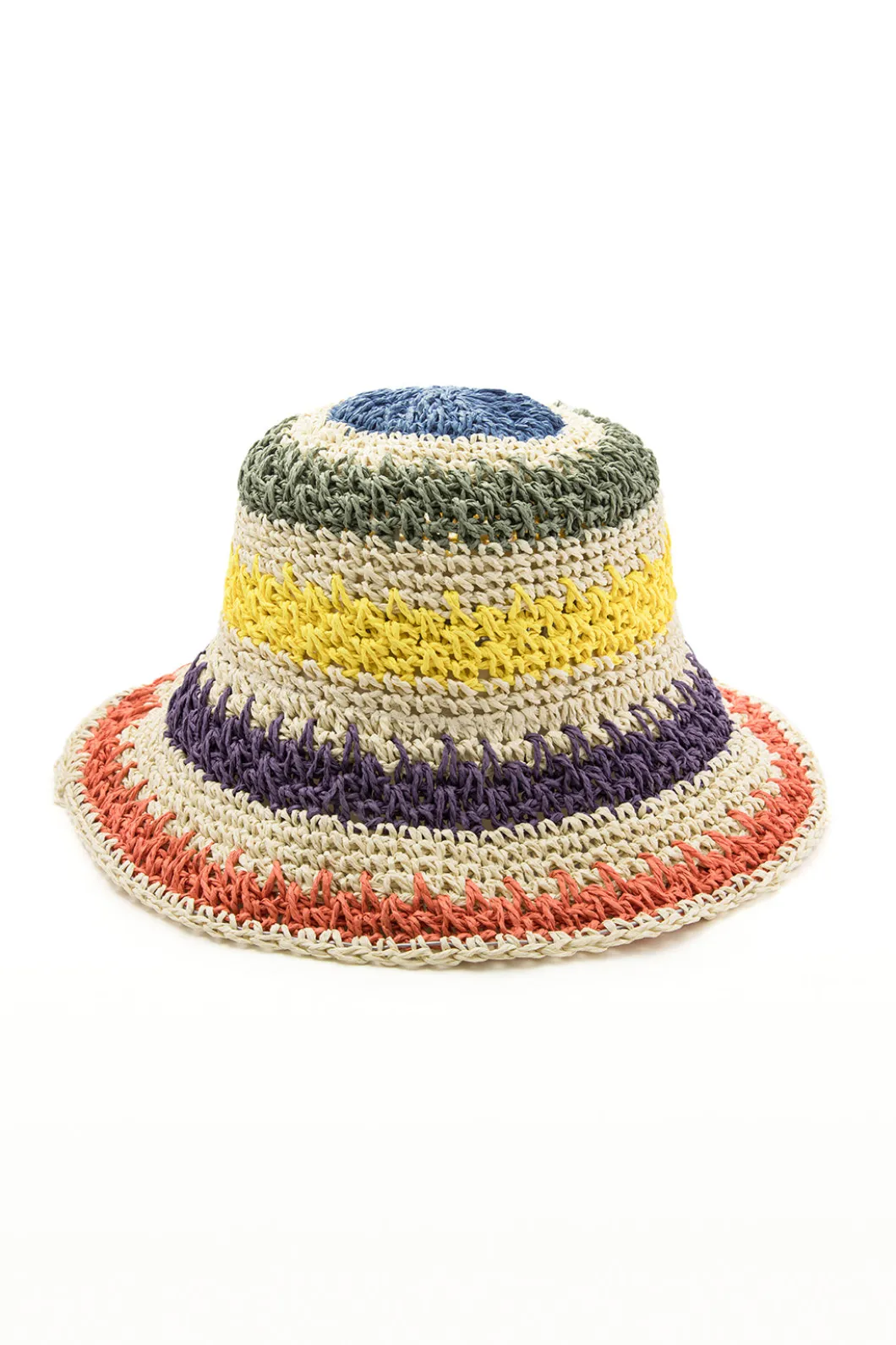 Color Block Crochet Knit Bucket Hat>MICAS Clearance
