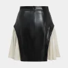 Color Block Patchwork Ruched Zipper Skirt>MICAS Fashion