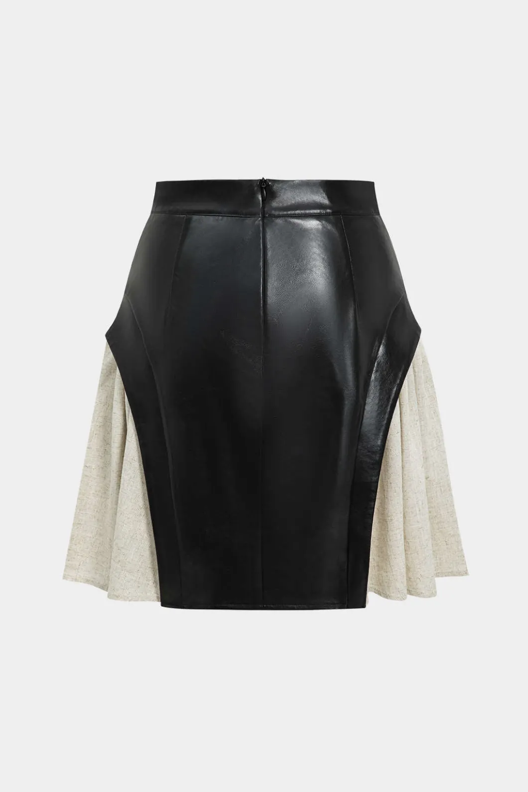 Color Block Patchwork Ruched Zipper Skirt>MICAS Fashion