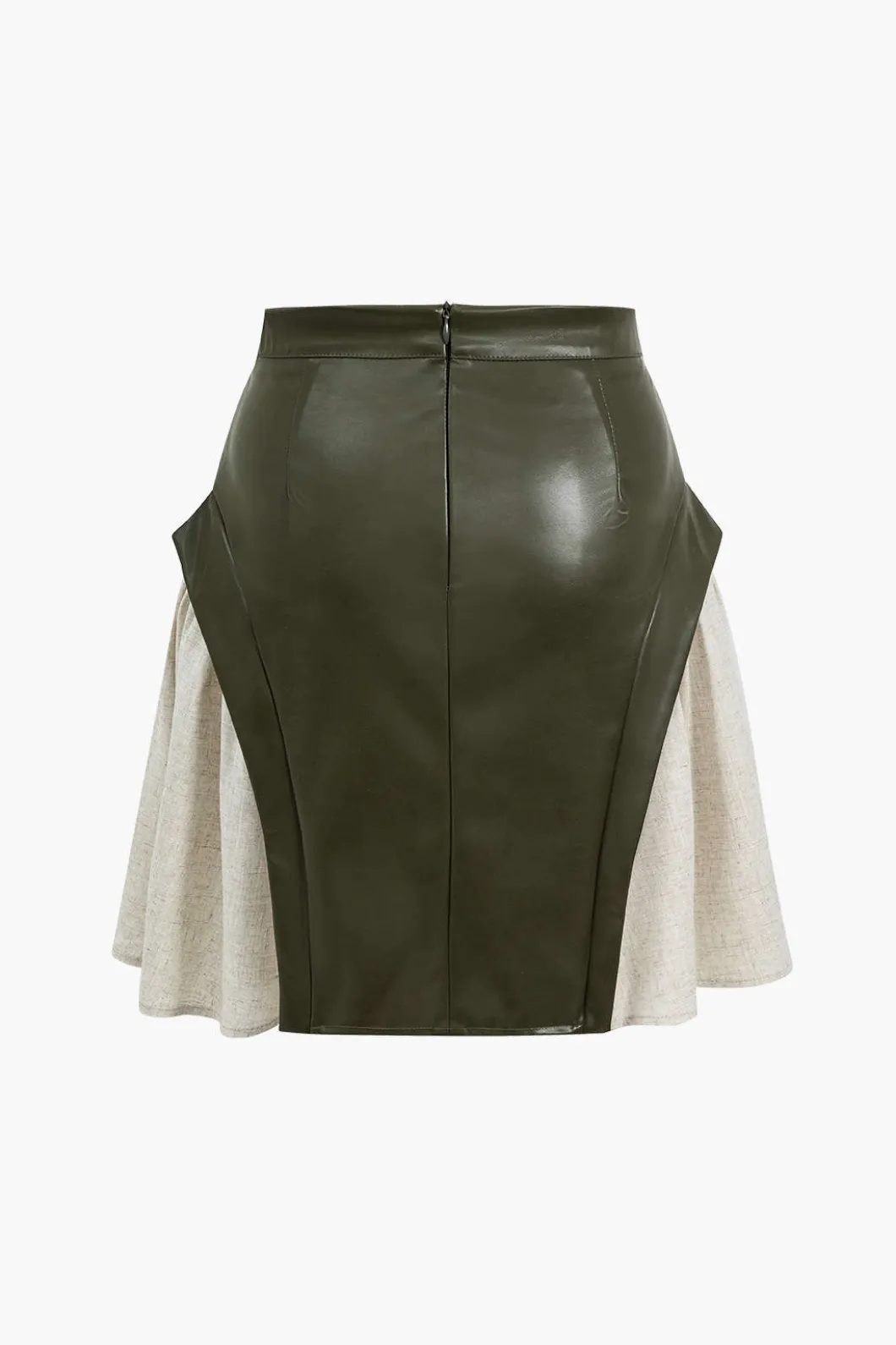 Color Block Patchwork Ruched Zipper Skirt>MICAS Fashion