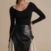 Color Block Patchwork Ruched Zipper Skirt>MICAS Fashion