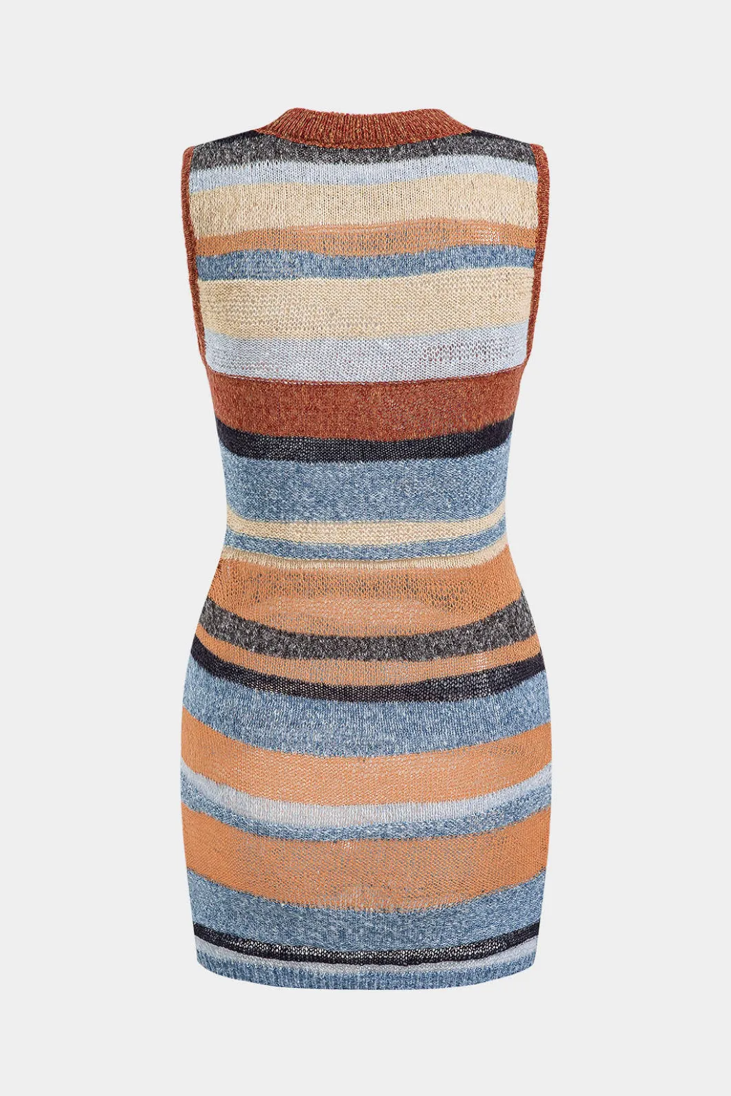 Color Block Print Knit Cut Out Sleeveless Dress>MICAS Outlet