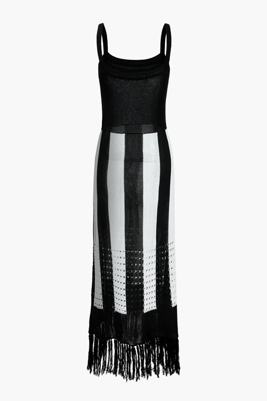Color Block Print Knit Fringe Maxi Dress>MICAS Outlet