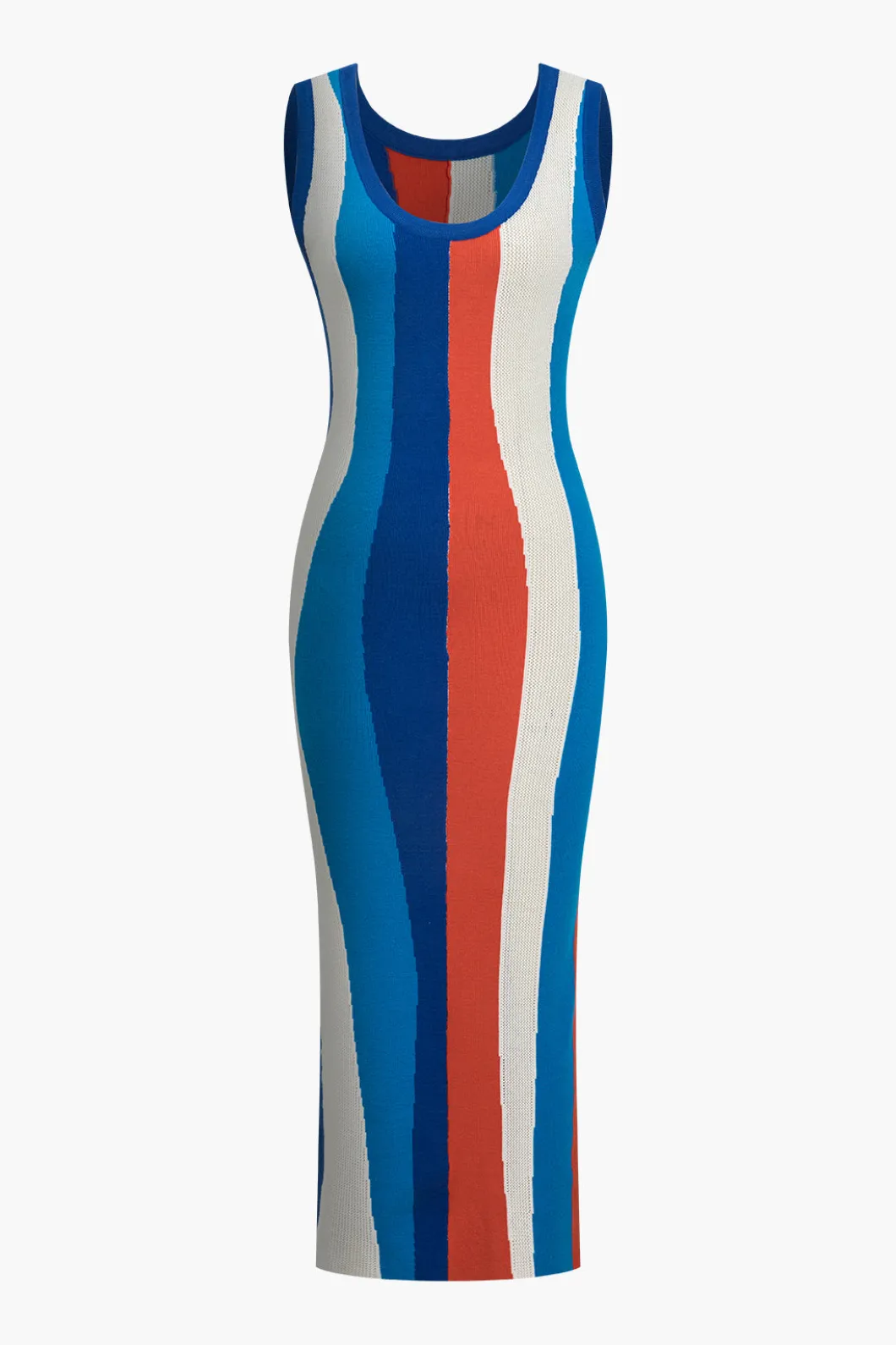 Color Block Print Knit Tank Maxi Dress>MICAS Fashion