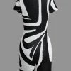 Color Block Print Stripe Cut Out Romper>MICAS Fashion
