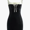 Color Block Ruched Drawstring Mini Dress>MICAS New