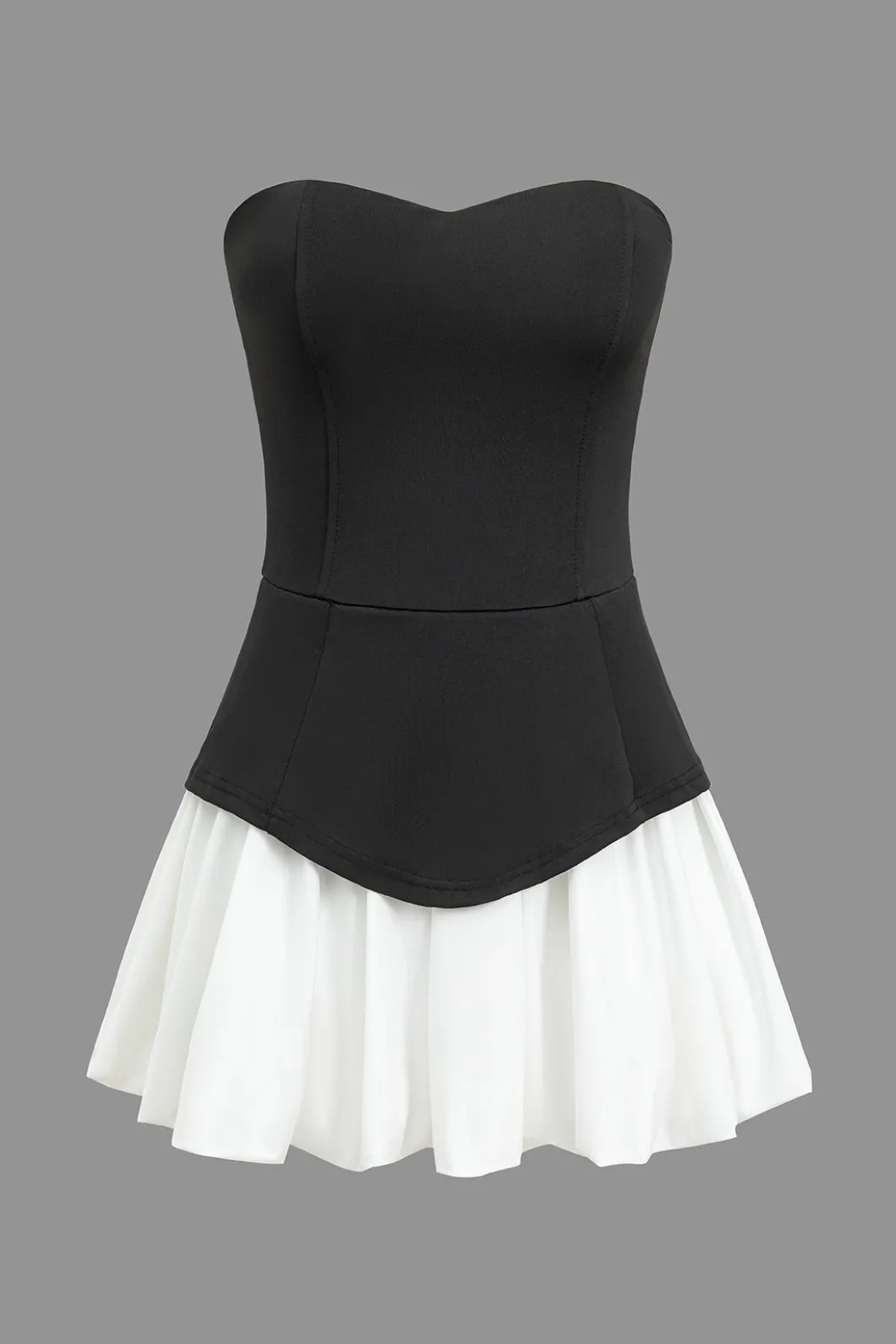 Color Block Ruched Strapless Mini Dress>MICAS Outlet