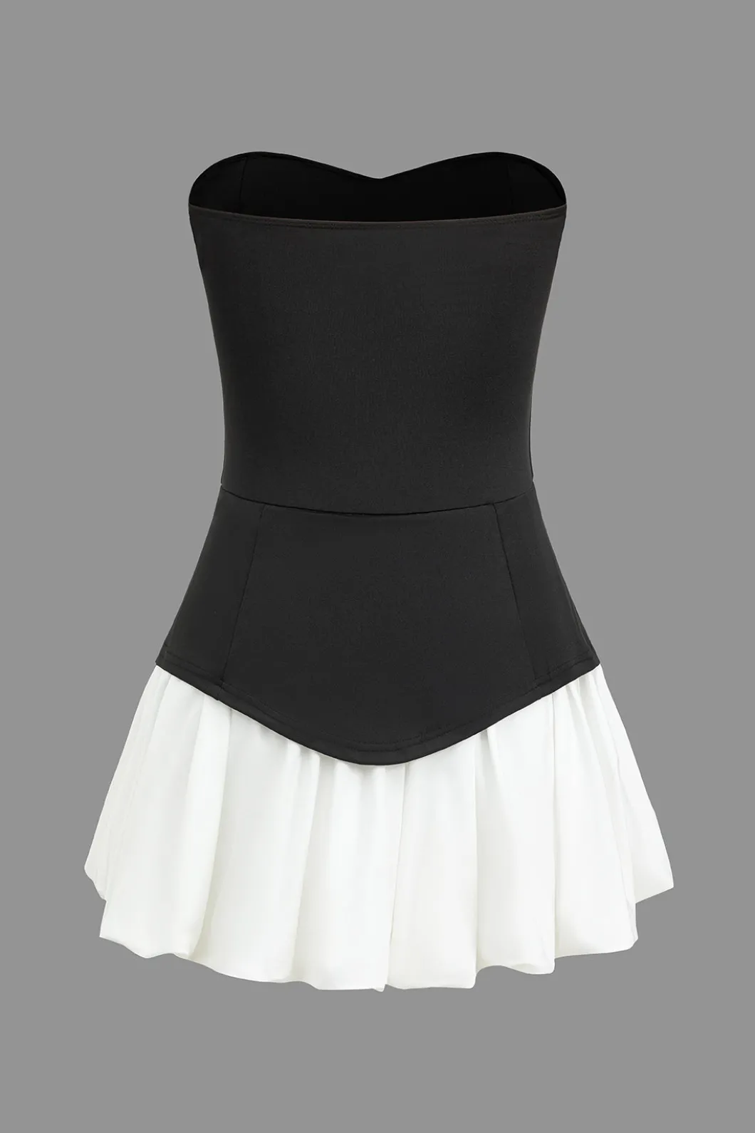 Color Block Ruched Strapless Mini Dress>MICAS Outlet