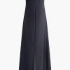 Color Block Strapless Slit Maxi Dress>MICAS Clearance