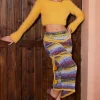 Color Block Sweater Fringe Trim Skirt>MICAS Discount