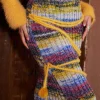 Color Block Sweater Fringe Trim Skirt>MICAS Discount