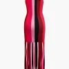Colorblock Fringe Hem Sleeveless Knit Dress>MICAS Fashion