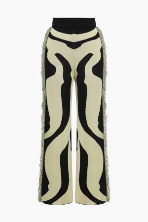Contrast Abstract Print Fringe Sweater Trousers>MICAS Best