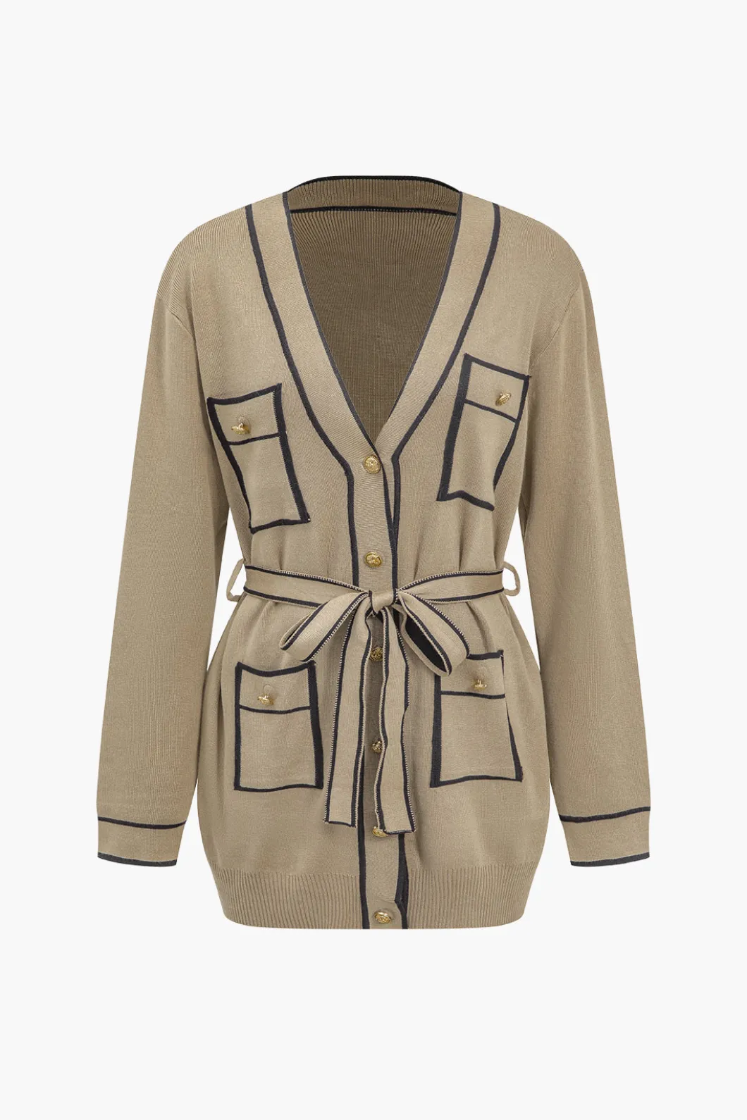 Contrast Binding Knit Top And Pants Set>MICAS Fashion