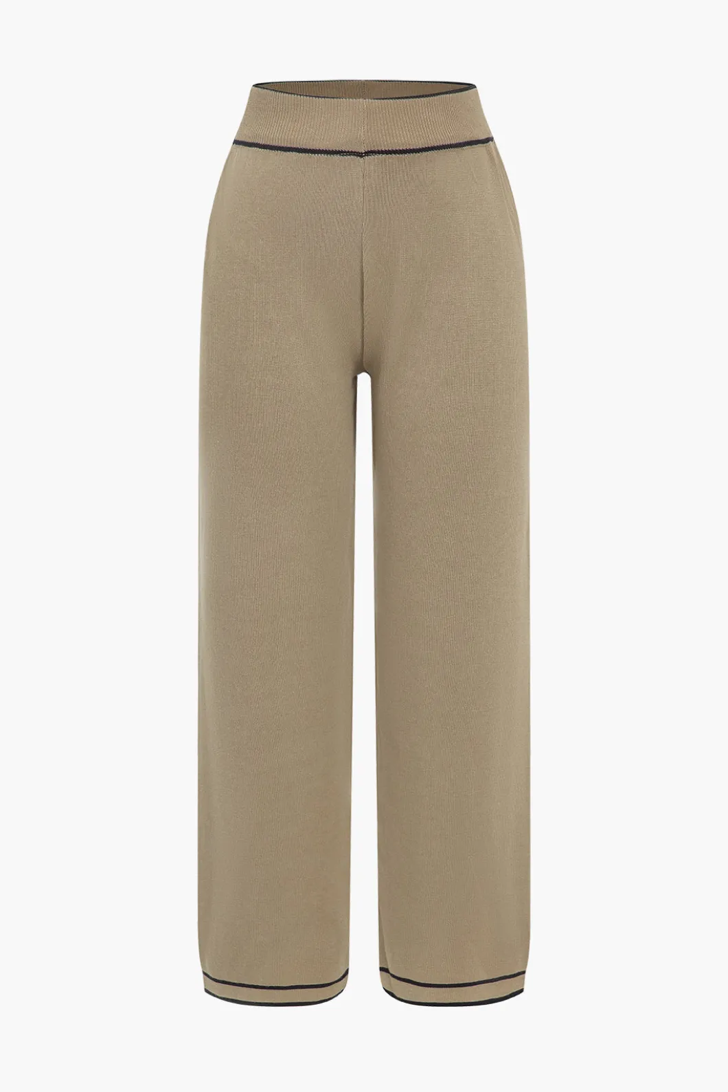 Contrast Binding Knit Top And Pants Set>MICAS Fashion