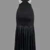 Contrast Bowtie Cut Out Strapless Ruched Maxi Dress>MICAS Best