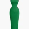 Contrast Cut Out Backless Slip Maxi Dress>MICAS Clearance