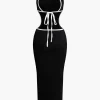Contrast Cut Out Backless Slip Maxi Dress>MICAS Clearance