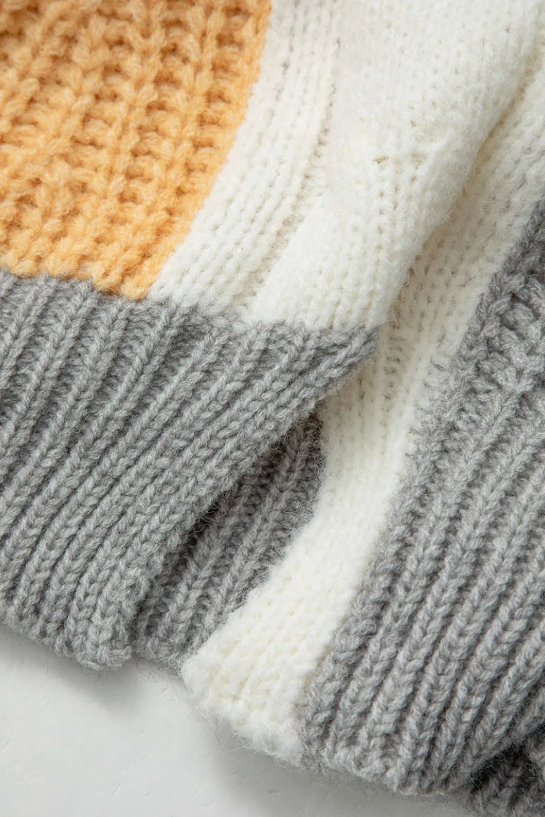 Contrast Denim Stitching Round Neck Sweater>MICAS Fashion