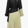 Contrast Faux Leather Patchwork Pocket Belted Coat>MICAS Best