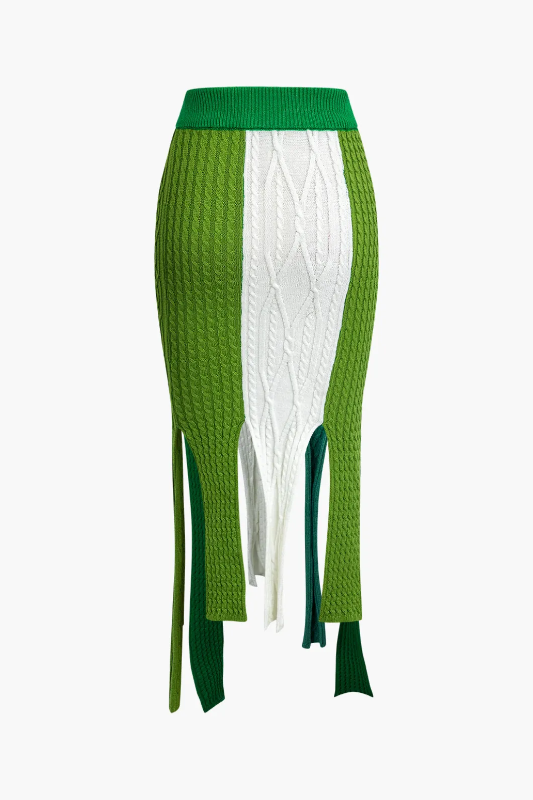 Contrast Fringe Hem Knit Midi Skirt>MICAS Sale